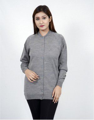 Women pure wool sweater light weight grey